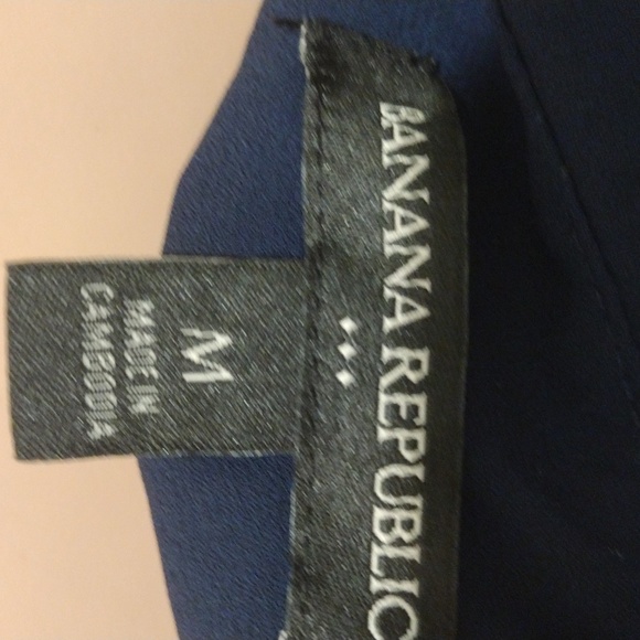 Banana Republic Ruffle Sleeveless Navy Blouse Medium Lined - Picture 4 of 5